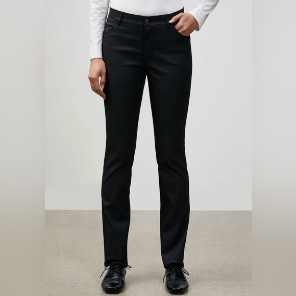 LAFAYETTE 148 NEW YORK WAXED DENIM THOMPSON BLACK JEANS US 0 SLIM LEG SILHOUETTE - Picture 4 of 10